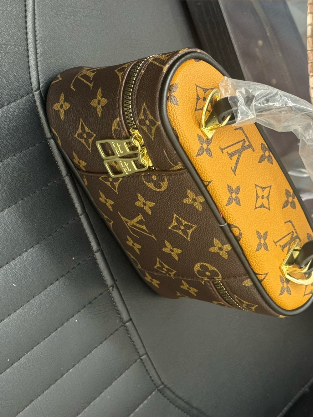 Louis Vuitton Brown and Yellow Monogram Crossbody Bag with Gold Hardware